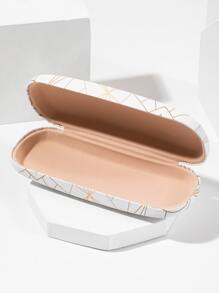 1PC Gold Geometric Line Printed Decorative Glasses Case, Portable Pressure Resistant Eyewear Protection Case, Suitable For Travel And Vacation Glasses Protection Glasses Accessories For Women - Multicolor - View 5