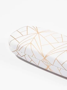 1PC Gold Geometric Line Printed Decorative Glasses Case, Portable Pressure Resistant Eyewear Protection Case, Suitable For Travel And Vacation Glasses Protection Glasses Accessories For Women - Multicolor - View 4