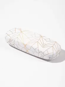 1PC Gold Geometric Line Printed Decorative Glasses Case, Portable Pressure Resistant Eyewear Protection Case, Suitable For Travel And Vacation Glasses Protection Glasses Accessories For Women - Multicolor - View 3