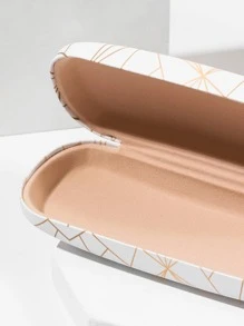 1PC Gold Geometric Line Printed Decorative Glasses Case, Portable Pressure Resistant Eyewear Protection Case, Suitable For Travel And Vacation Glasses Protection Glasses Accessories For Women - Multicolor - View 6