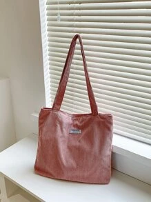 1st Dames Effen Kleur Corduroy Schoudertas, Geschikt Voor Dagelijks Gebruik