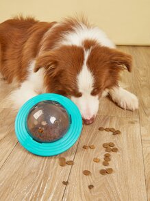 1入組飛碟設計寵物餐飲漏食玩具,狗狗對待球玩具,狗狗慢食器食品分配器,飛行盤狗狗球玩具 - 彩色 - 查看 2