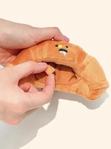 1pc Pet Plush Croissant Shaped Squeaky Food Hiding Toy, Suitable For Small Dogs And Cats, For Pet Use Only - Multicolor - View 3