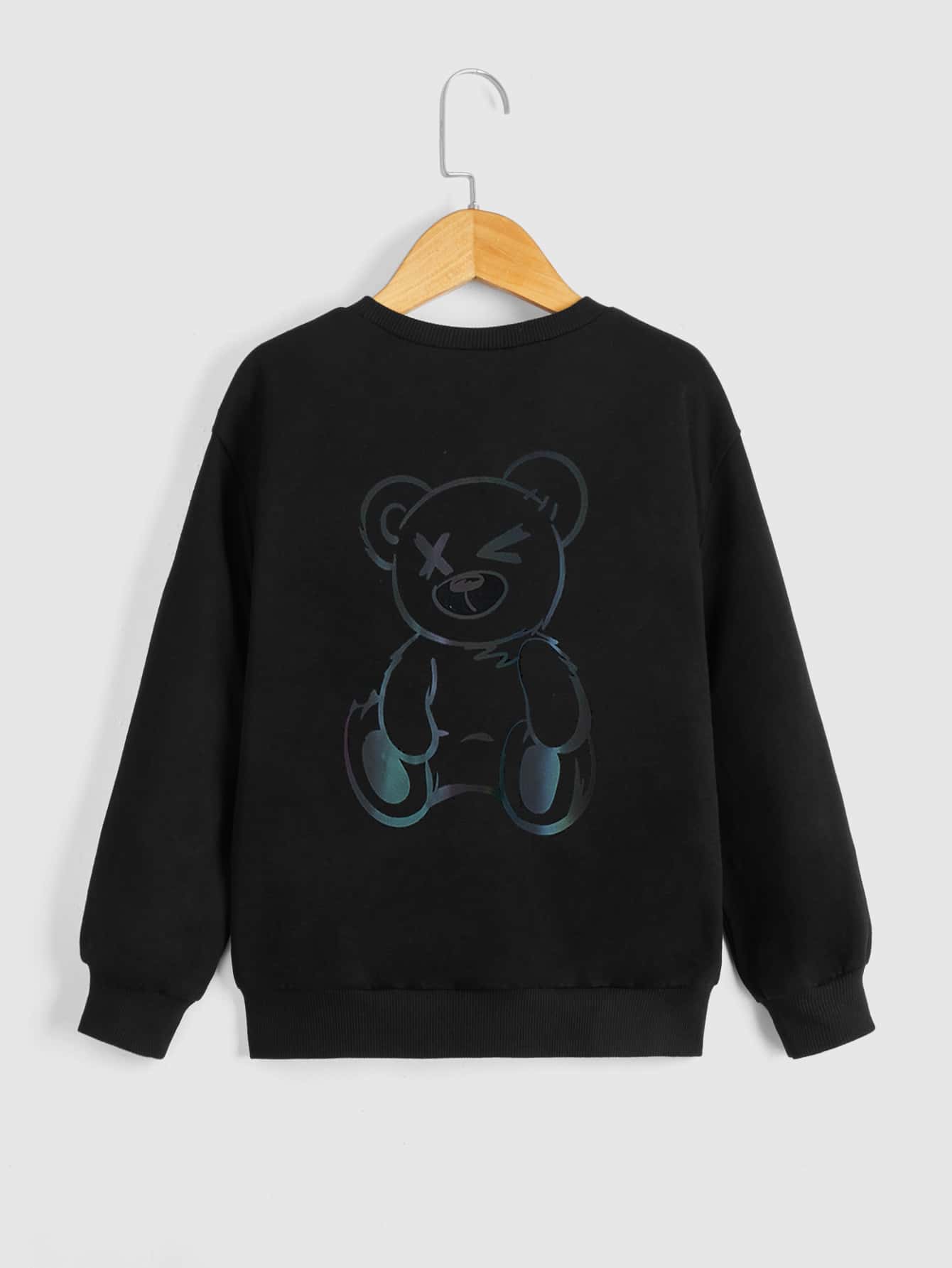 SHEIN Boys Reflective Bear Print Drop Shoulder Sweatshirt | SHEIN USA