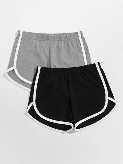 Hombres 2 piezas Shorts de dormir unido en contraste