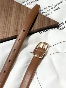 DAZY 方形扣皮帶 - 棕色 - 查看 3