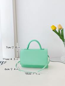 Mini Neon-Green Top Handle Flap Square Bag - Mint Green - View 6