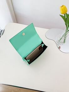 Mini Neon-Green Top Handle Flap Square Bag - Mint Green - View 7