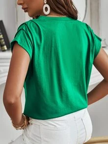 SHEIN Unity 蝙蝠袖素色T恤 - 綠色 - 查看 5