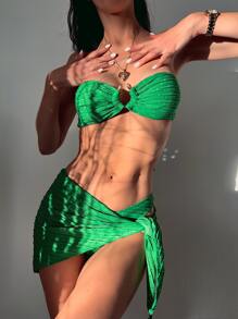 Vaytide 3件套纯色性感比基尼泳衣，适合海滩度假