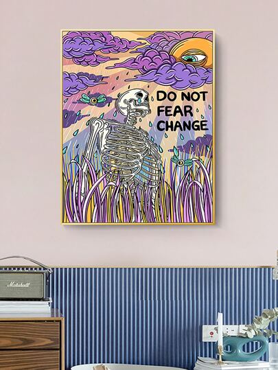 SadSkelly Cloud & Skeleton Print Wall Art Painting