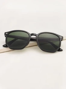 Rivet Decor Lentile Plano Ochelari de modă - Negru - Vizualizare 2