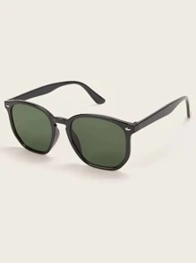 Rivet Decor Lentile Plano Ochelari de modă - Negru - Vizualizare 4