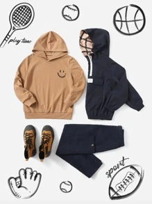 SHEIN 男孩1入組卡通圖案連帽衫