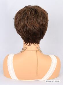 Tóc giả tổng hợp cắt ngắn Pixie có mái - Light Brown - Xem 4