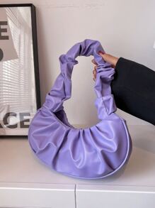 Minimalist Ruched Bag - Purple - View 1