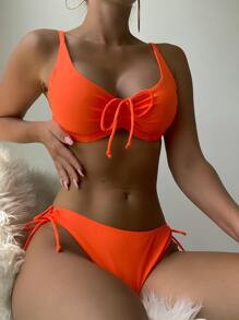 Bikini có dây rút chắc chắn - trái cam - Xem 1