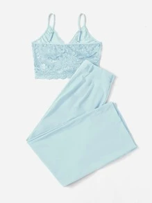 Chiquease 蕾絲吊帶上衣和長褲 - 淺藍色 - 查看 3