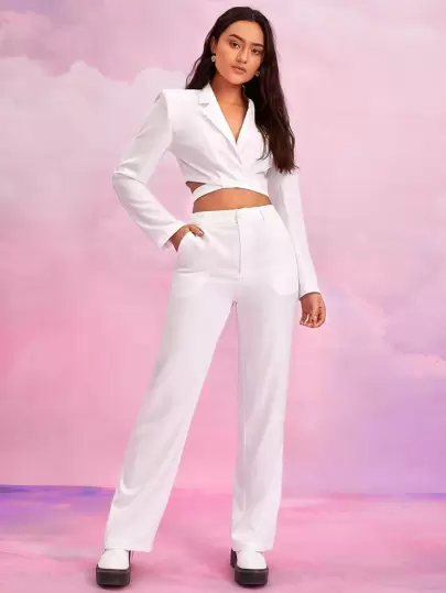 SHEIN BAE High Waist Slant Pocket Trousers