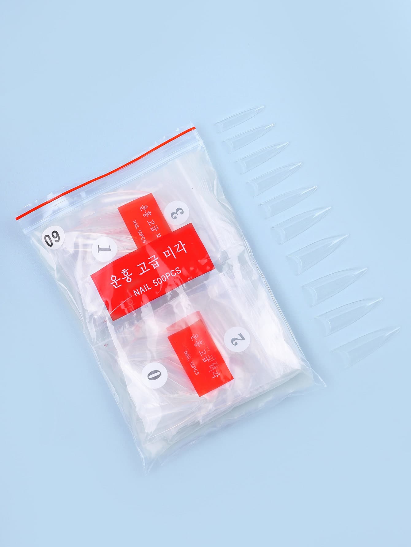 Mejora tu apariencia con una bolsa de 500 piezas de uñas postizas extendidas de resina de punta larga transparente para mujeres y niñas - transparente - Ver 1