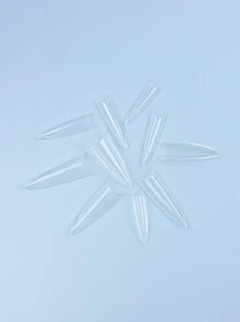 Mejora tu apariencia con una bolsa de 500 piezas de uñas postizas extendidas de resina de punta larga transparente para mujeres y niñas - transparente - Ver 3