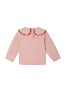 小女童卡通圖案彼得潘領T恤 - 淺粉色 - 查看 2