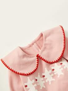 小女童卡通圖案彼得潘領T恤 - 淺粉色 - 查看 8