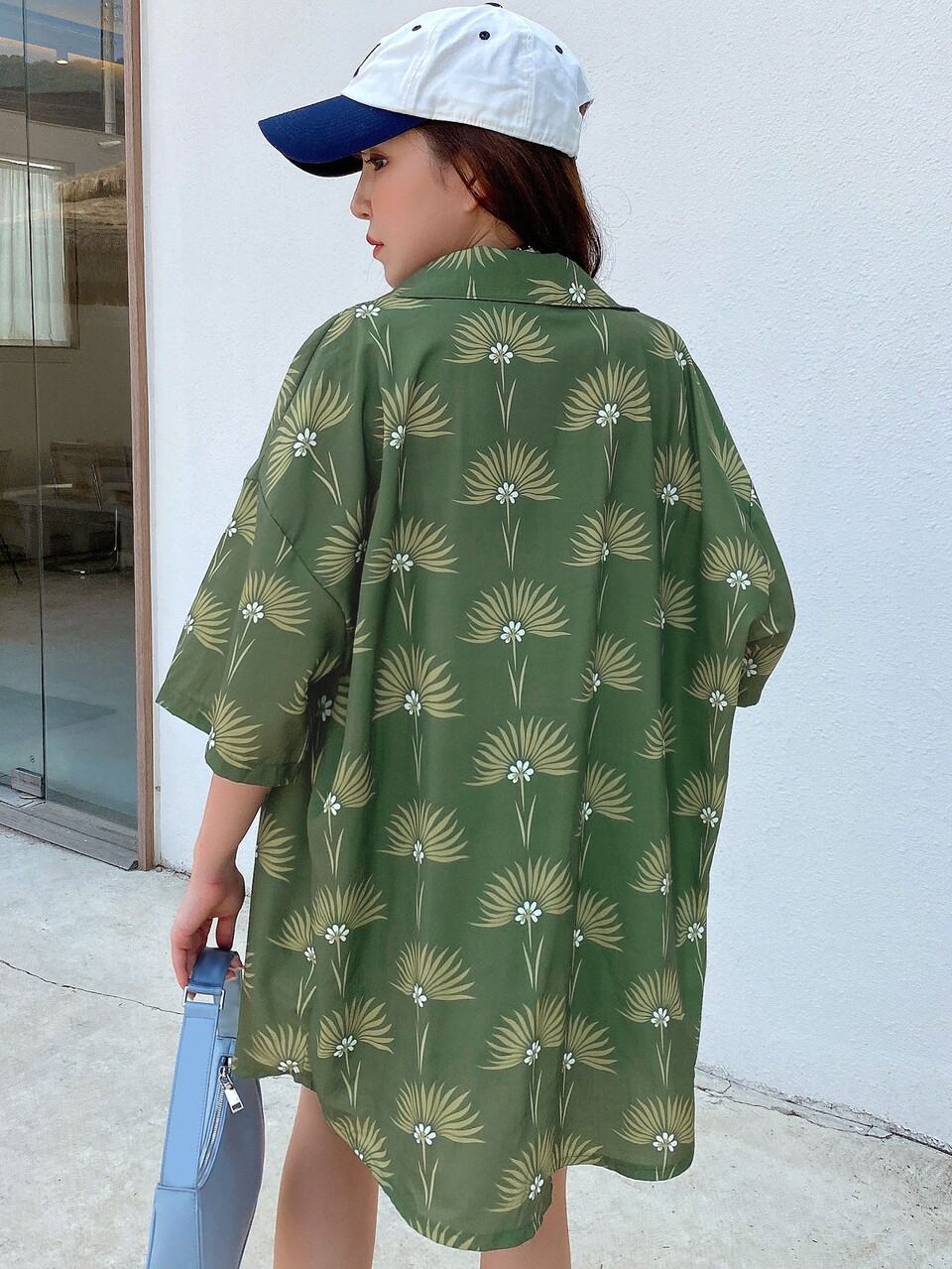 Plants Drop Shoulder Button Front Shirt