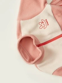 Toddler Girls 1pc Rabbit & Letter Embroidery Two Tone Coat - Coral Pink - View 5