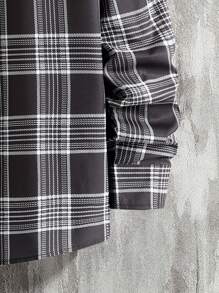 Manfinity 男士格紋印花襯衫不帶上衣 - 黑與白 - 查看 6