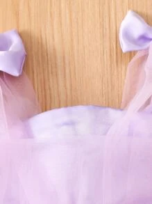 فستان شبكي شامل عقدة الفراشة كتف للاطفال