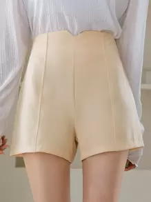 DAZY High Waist Wide Leg Shorts - Beige - View 1