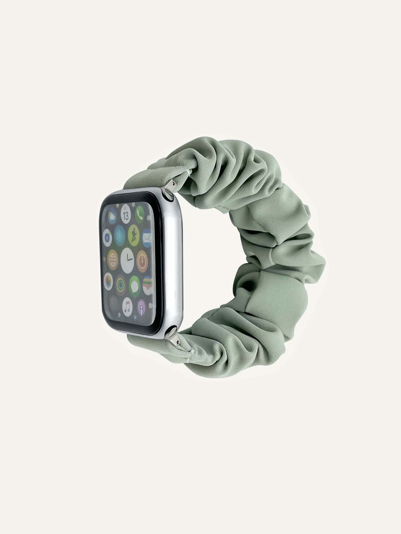 1pc Solid Scrunchie Design Apple Watch Band Apple Watch Strap Band Apple Watch Band Apple Watch Strap Strapband,Apple Watch Band Apple Watch Strap Band Apple Watch Band Apple Watch Strap Strap Band 49/45/44/42/41/40/38mm, Compatible With Apple Watch Band Apple Watch Strap Band Apple Watch Band Apple Watch Strap Strap Ultra/SE 8/7/6/5/4/3/2/1 - Mint Green - View 1