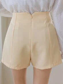 DAZY High Waist Wide Leg Shorts - Beige - View 2