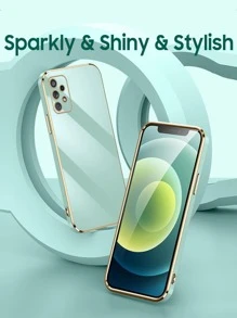 Green 1pc TPU Shockproof Solid Color 3D Electroplating Phone Case Compatible With IPhone 15 Pro Max, 16 Pro Max, And Galaxy S23 Ultra, Galaxy S24 Ultra Waterproof Anti-Fall Scratch Resistant - Mint Green - View 5