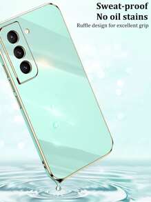 Green 1pc TPU Shockproof Solid Color 3D Electroplating Phone Case Compatible With IPhone 15 Pro Max, 16 Pro Max, And Galaxy S23 Ultra, Galaxy S24 Ultra Waterproof Anti-Fall Scratch Resistant - Mint Green - View 6