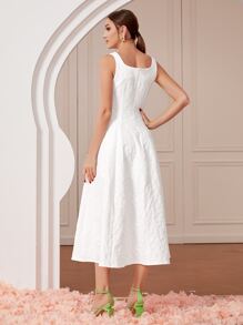 Modelyn Solid Jacquard Cami Dress - White - View 2