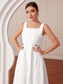 Modelyn Solid Jacquard Cami Dress - White - View 5