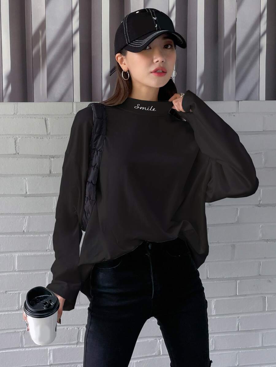 DAZY Áo thun nữ Lá thư Giải trí - màu đen - Xem 1