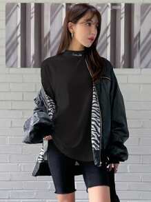 DAZY Áo thun nữ Lá thư Giải trí - màu đen - Xem 2