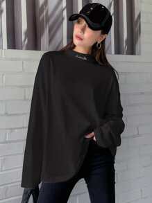 DAZY Áo thun nữ Lá thư Giải trí - màu đen - Xem 5