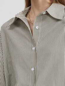 Striped Print Drop Shoulder Shirt - Light Grey - View 6