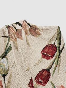 SHEIN MOD Asymmetrical Hem Floral Jacquard Tube Top - Multicolor - View 7