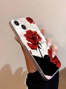 Rose Print Clear Phone Case - Multicolor - View 3