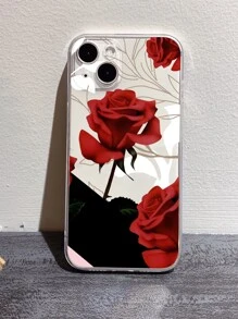 Rose Print Clear Phone Case - Multicolor - View 4