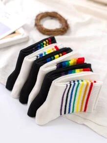 6 cặp Nam Cầu Vồng Mô Hình Sọc Crew Vớ - Nhiều màu - Xem 3