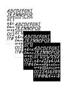 4 张黑白字母和数字贴纸，自粘数字符号贴纸，教室装饰贴纸，适用于工艺品、艺术品、邮箱、杯子、剪贴簿和笔记本，学校用品，返校 - 黑與白 - 查看 1