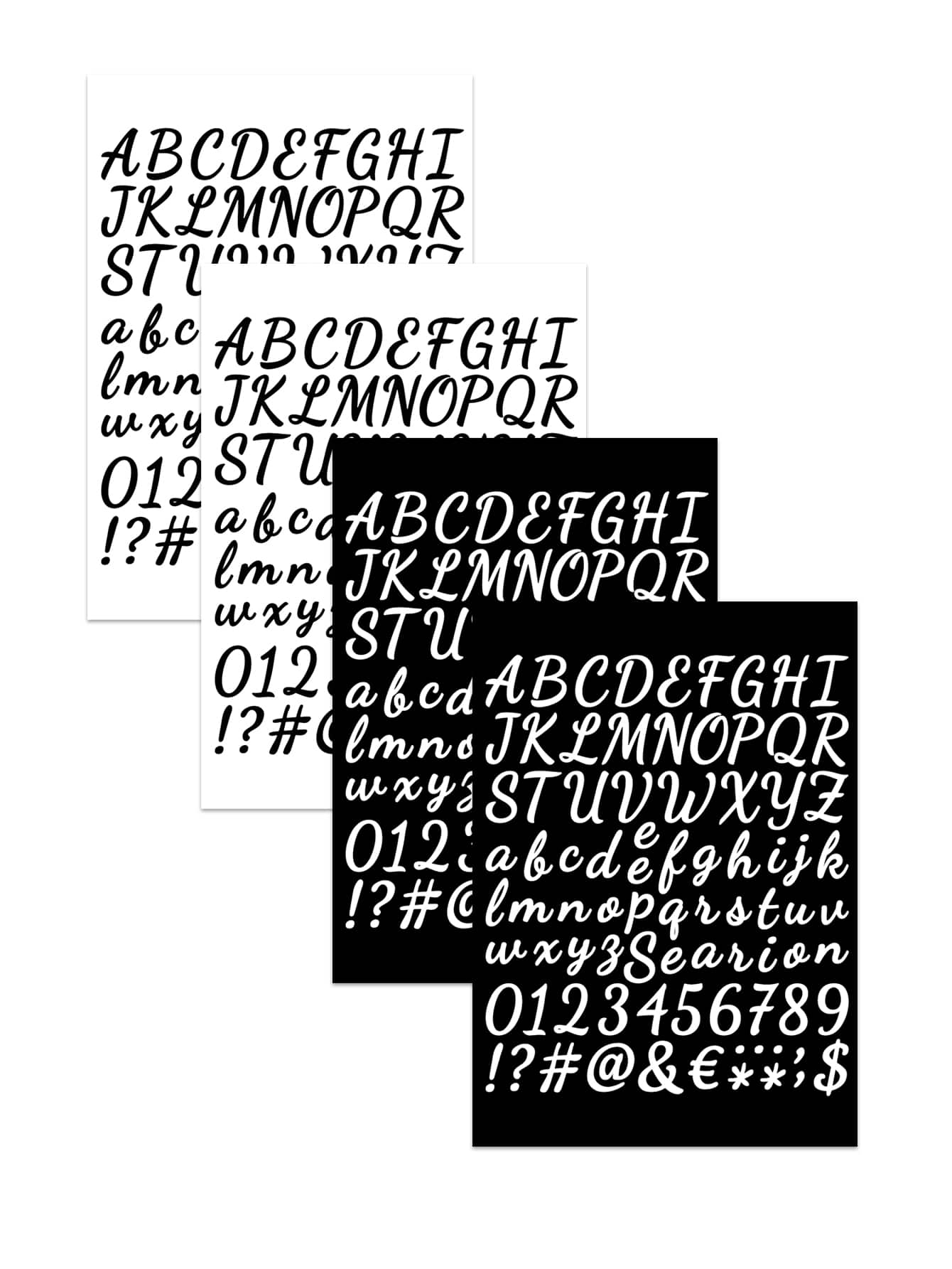 4 张黑白字母和数字贴纸，自粘数字符号贴纸，教室装饰贴纸，适用于工艺品、艺术品、邮箱、杯子、剪贴簿和笔记本，学校用品，返校 - 黑與白 - 查看 1