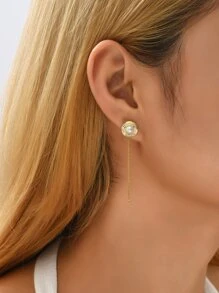 Hoa tai ren trang trí bằng ngọc trai Rhinestone & Faux - Vàng - Xem 1