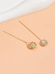 Hoa tai ren trang trí bằng ngọc trai Rhinestone & Faux - Vàng - Xem 2